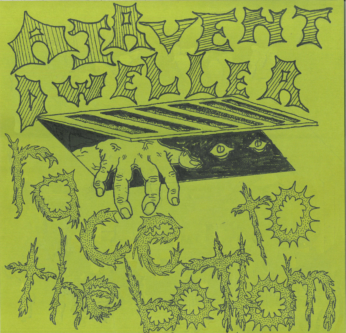 The green album cover of the album Race to the Bottom by Air Vent Dweller