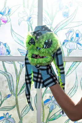 The knitted luchador mask of Stevie Shock