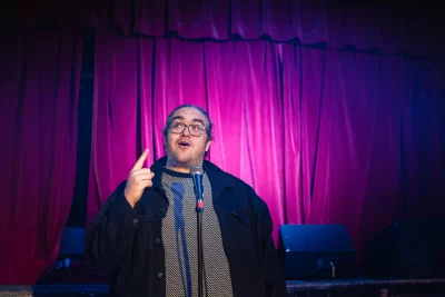 Chris Atkin performing slam poetry