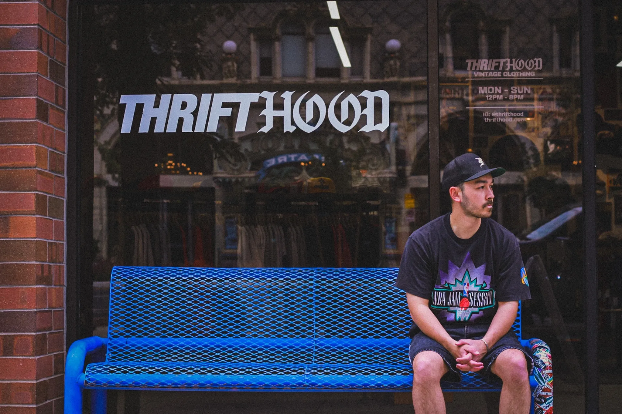 Alan Bostrom outside his vintage streetwear store in Provo, Utah.