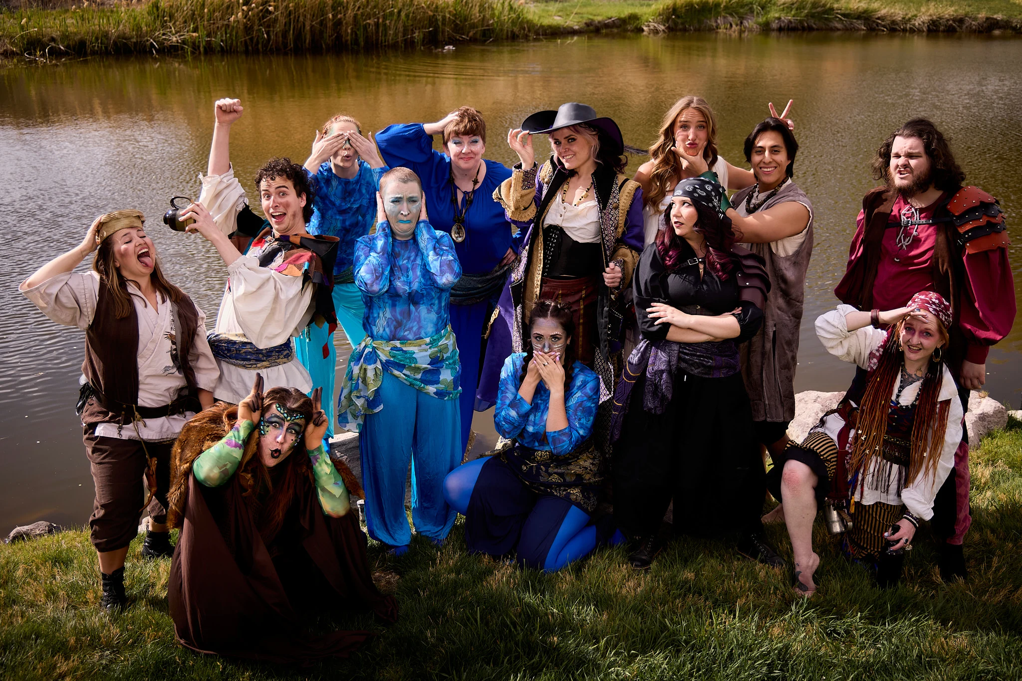 Theatre actors in their costumes.