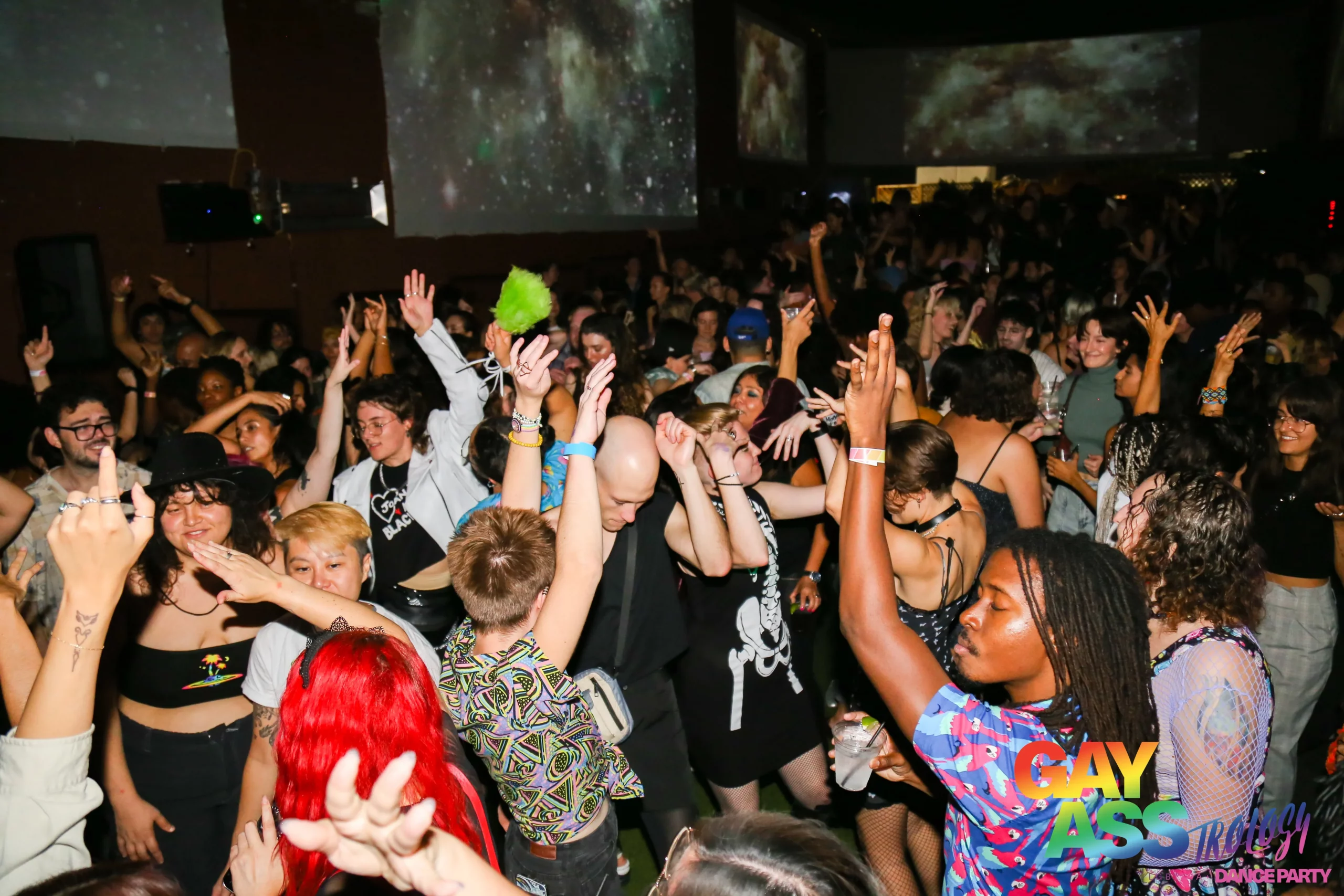 A group of people dancing together.